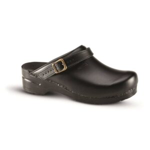 Sanita Flex Klompen Zwart Open met Riempje